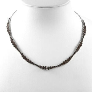 Smoky Quartz Necklace 18" In 925 Sterling Silver